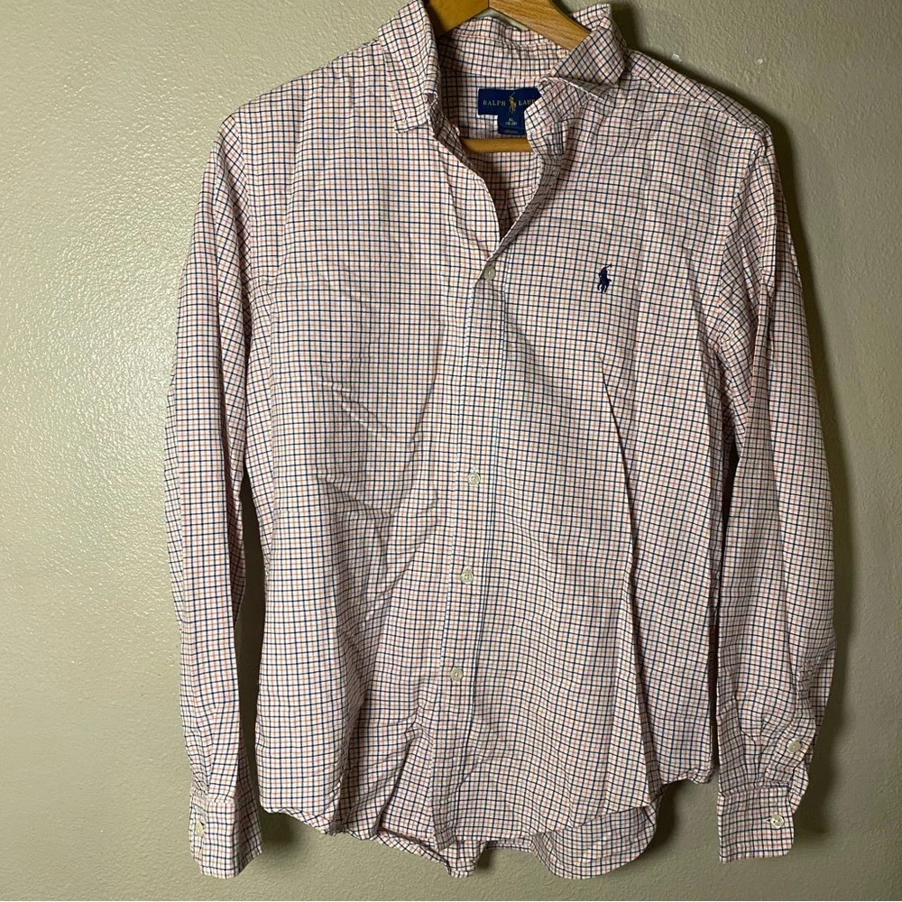 Polo by Ralph Lauren Men's Blue Orange Stripped Shirt Size 18-20 XL preppy